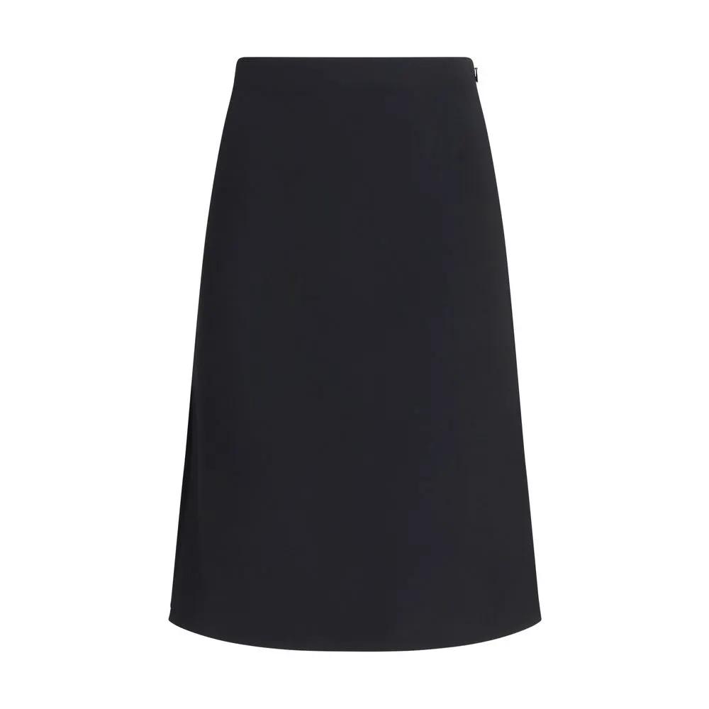 Fendi Fendi Black Wool Oves Aries Midi Skirt