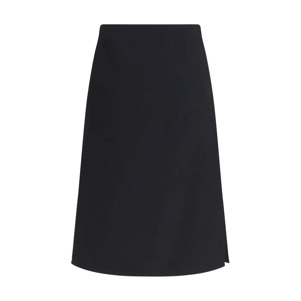 Fendi Fendi Black Wool Oves Aries Midi Skirt