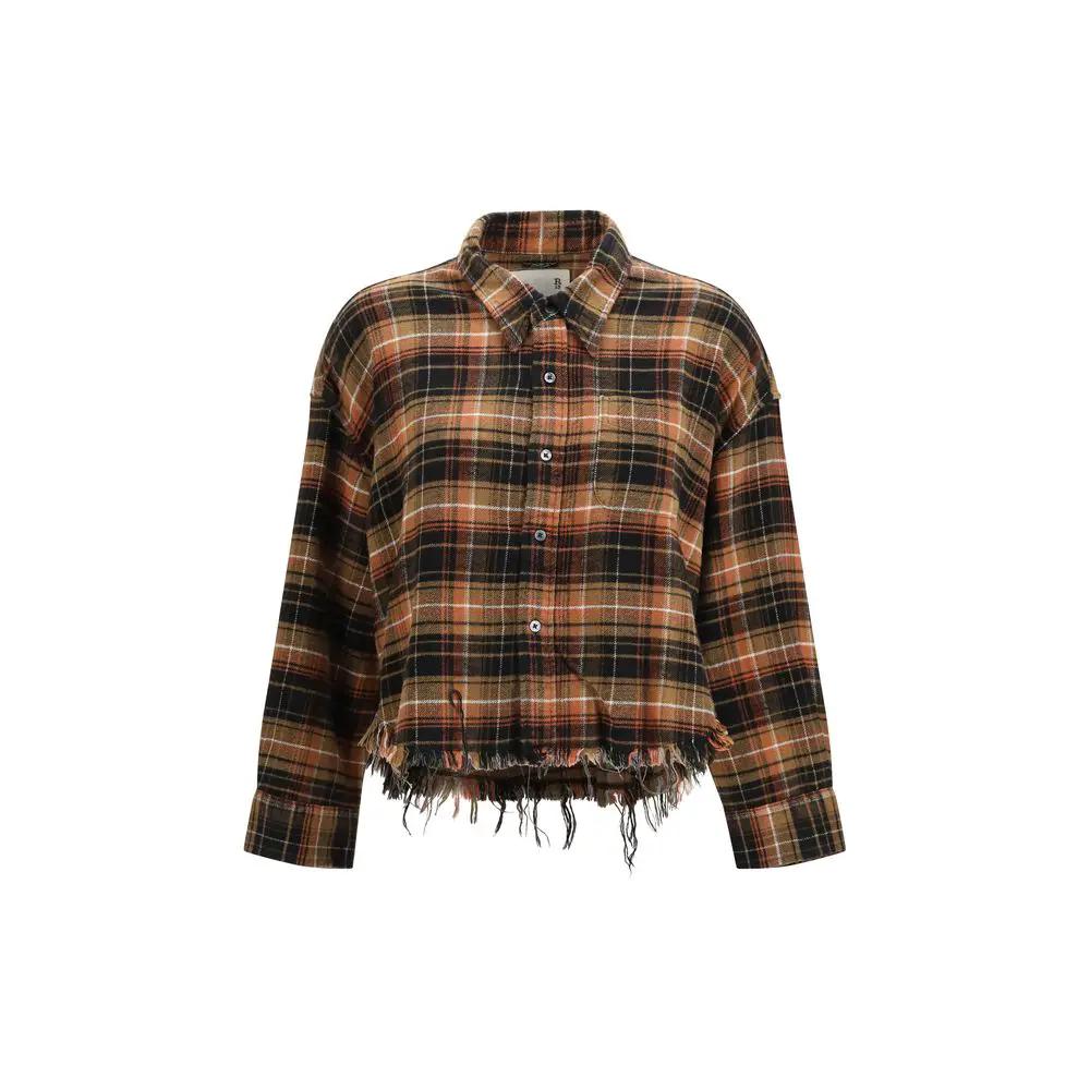 R13 R13 Brown Cotton Pattern Shirt