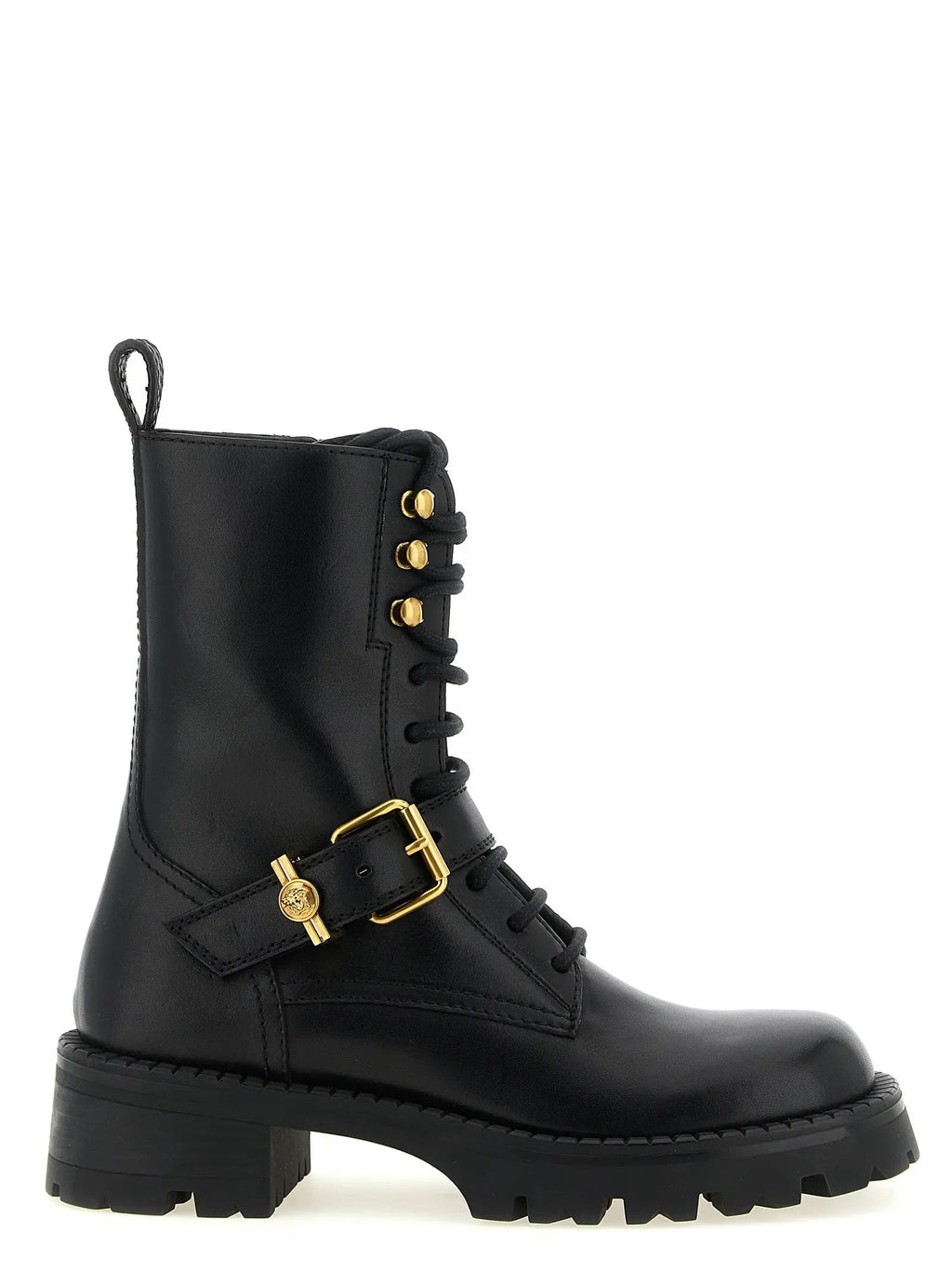Versace Versace Black Calfskin Lace-Up Boots
