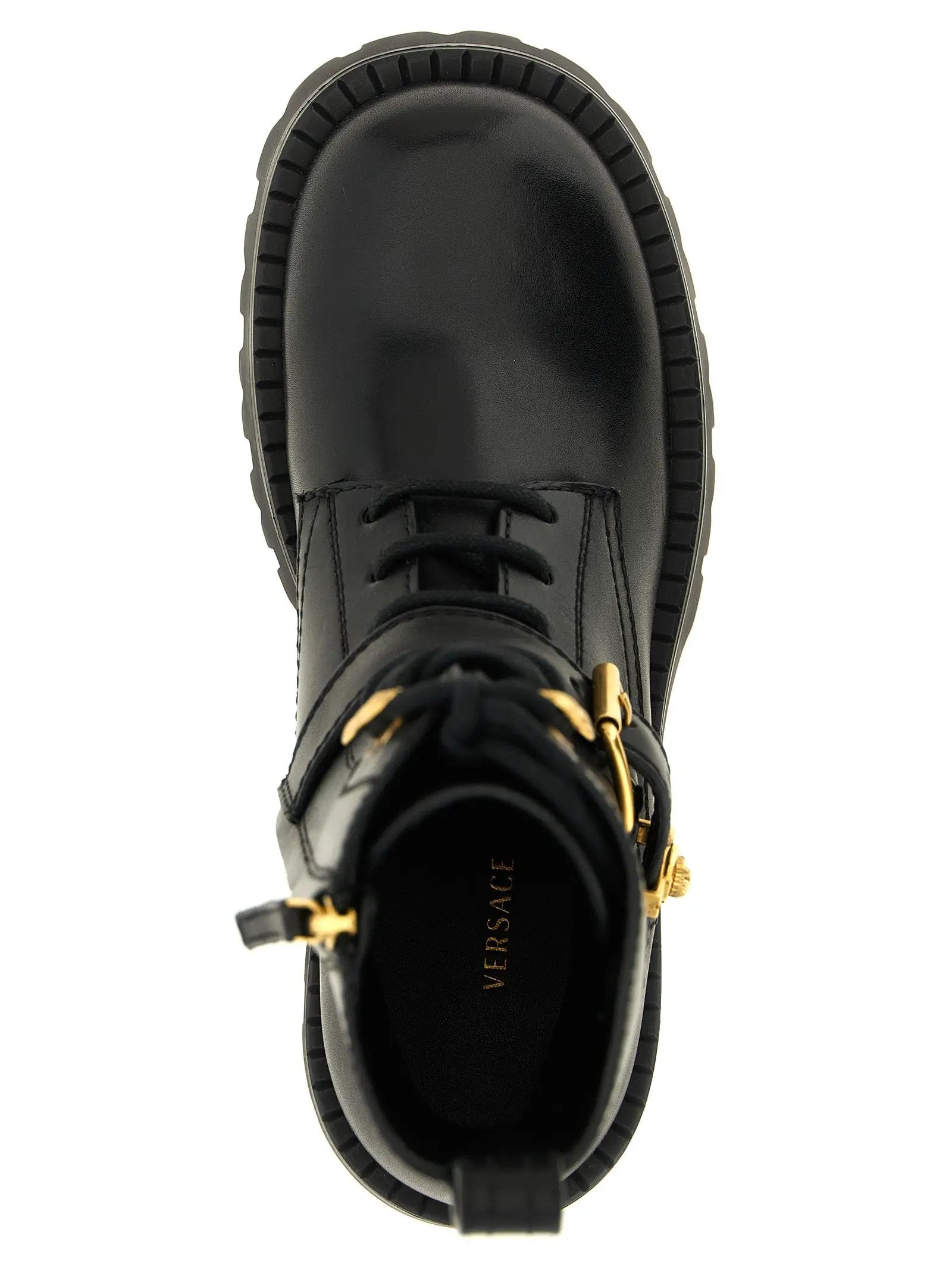 Versace Versace Black Calfskin Lace-Up Boots