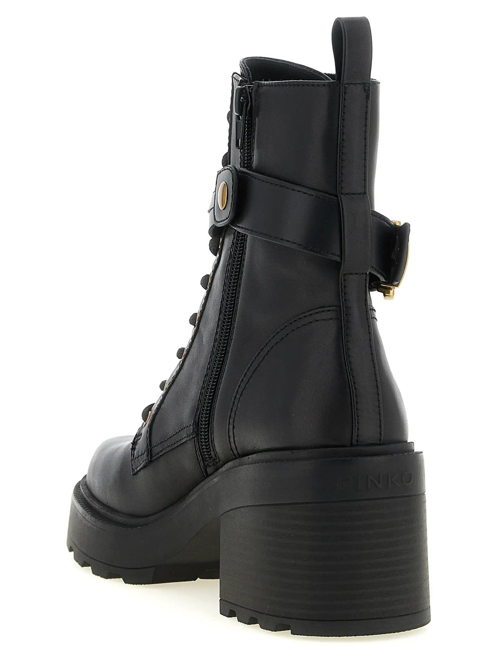PINKO PINKO Black Cowhide Lace-Up Boots
