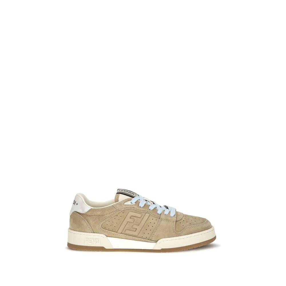 Fendi Fendi Beige Suede Leather Sneakers