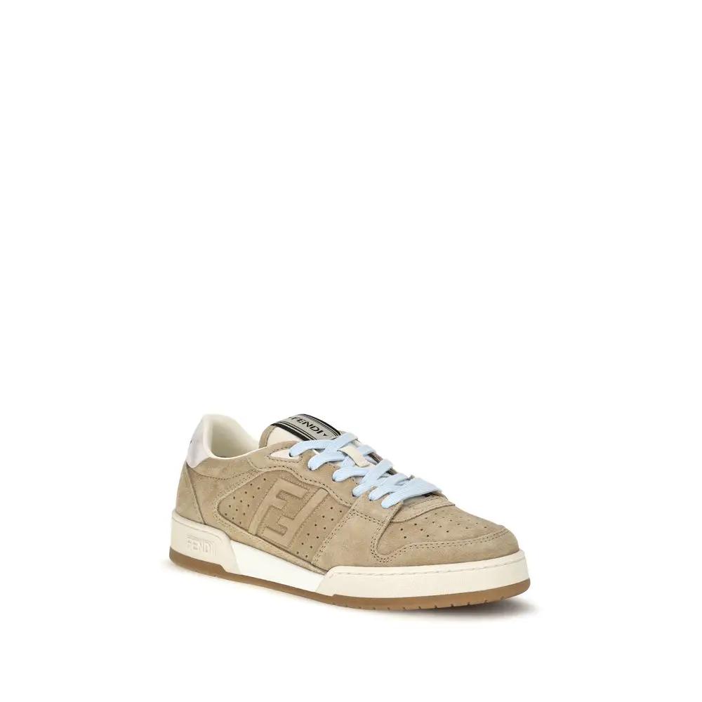 Fendi Fendi Beige Suede Leather Sneakers
