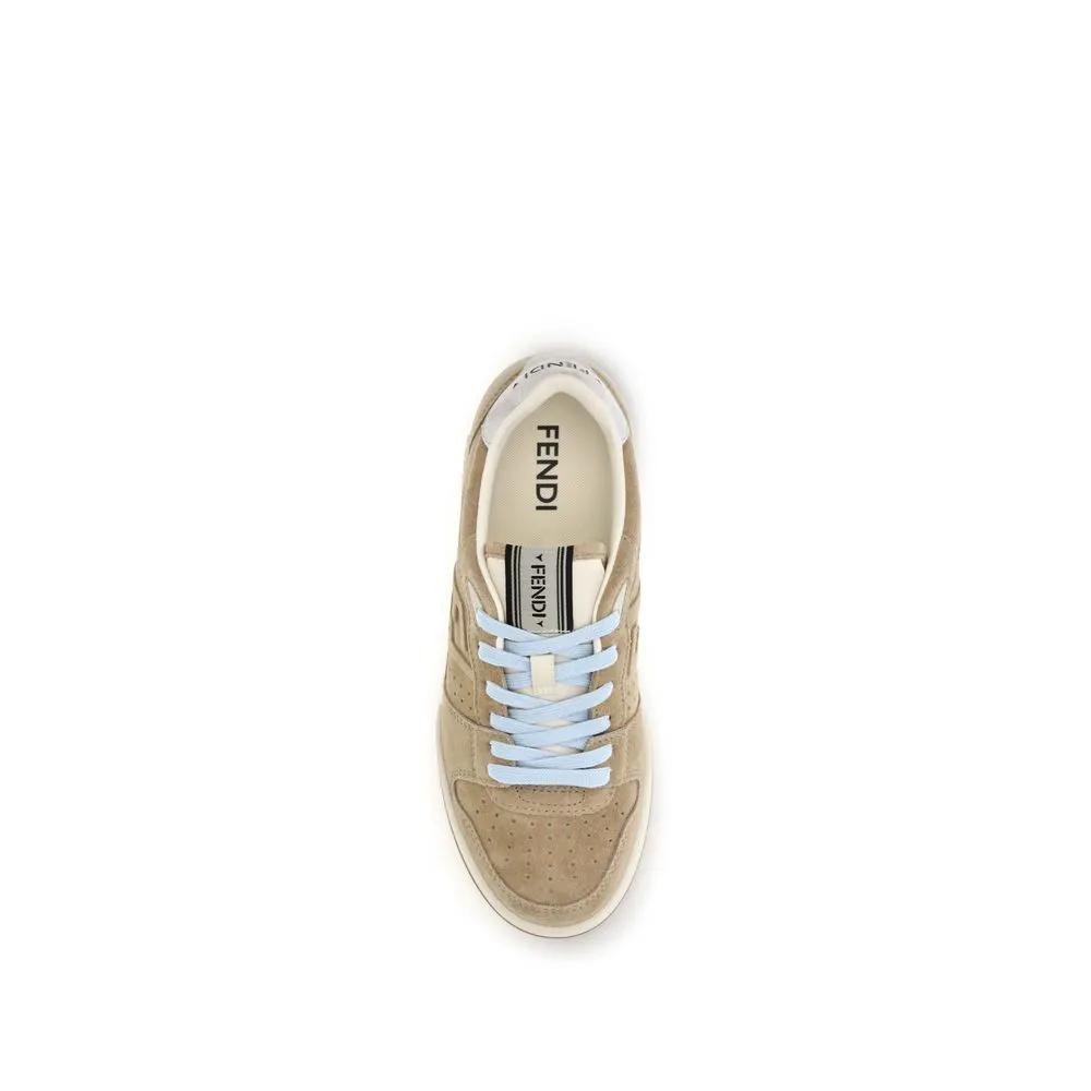 Fendi Fendi Beige Suede Leather Sneakers