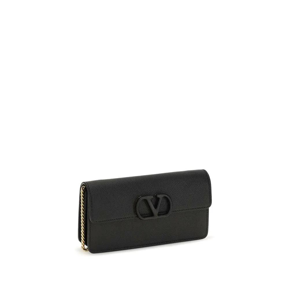 Valentino Garavani Valentino Garavani Black Calf Leather Bos Taurus Wallet