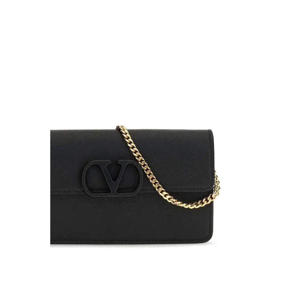 Valentino Garavani Valentino Garavani Black Calf Leather Bos Taurus Wallet