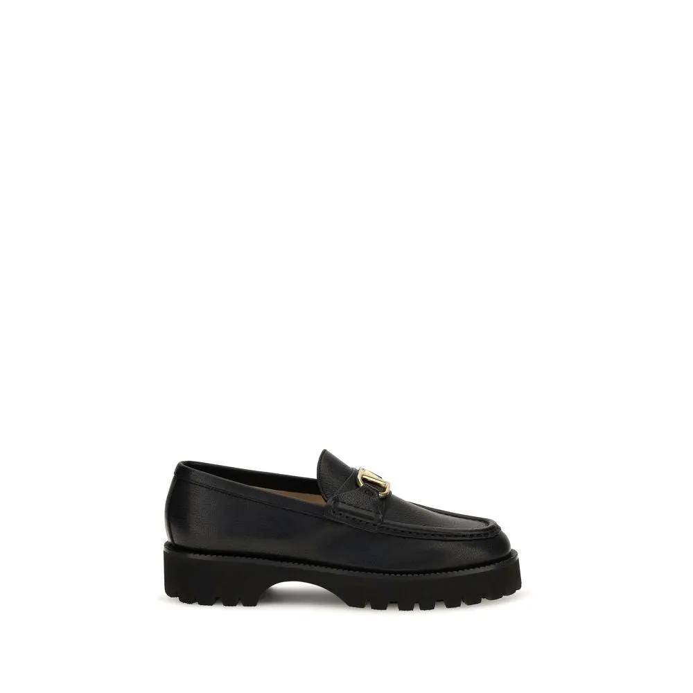 Valentino Garavani Valentino Garavani Black Calf Leather Bos Taurus Platform Loafers