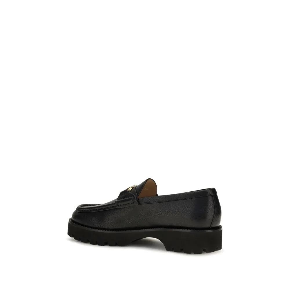 Valentino Garavani Valentino Garavani Black Calf Leather Bos Taurus Platform Loafers