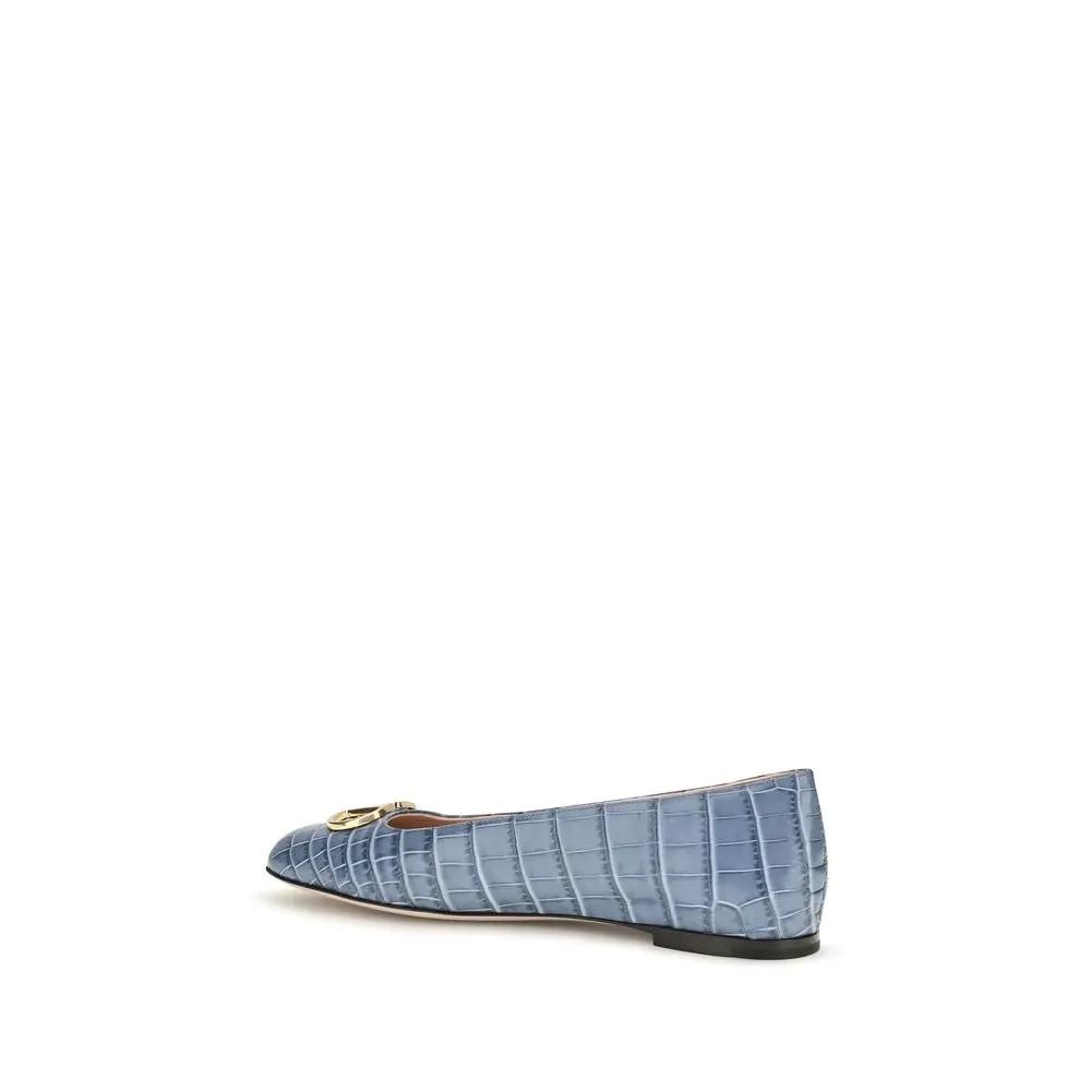 Valentino Garavani Valentino Garavani Blue Calf Leather Bos Taurus Ballet Flats