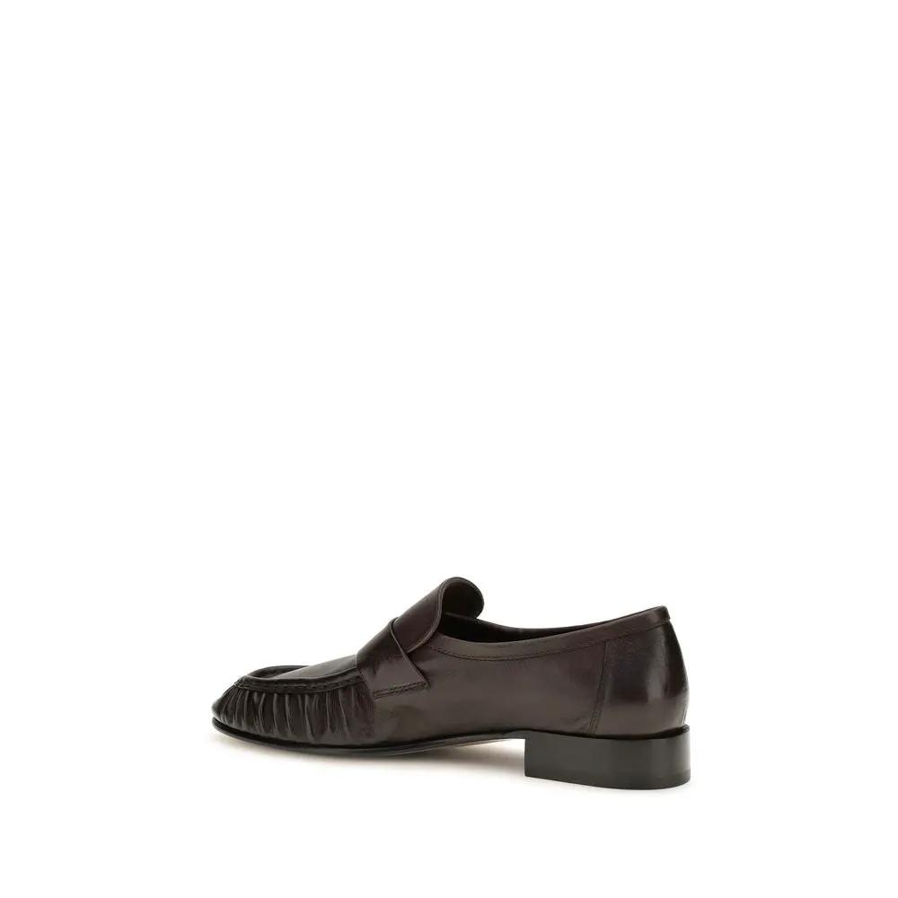 The Row The Row Brown Calf Leather Bos Taurus Slip-On Loafers