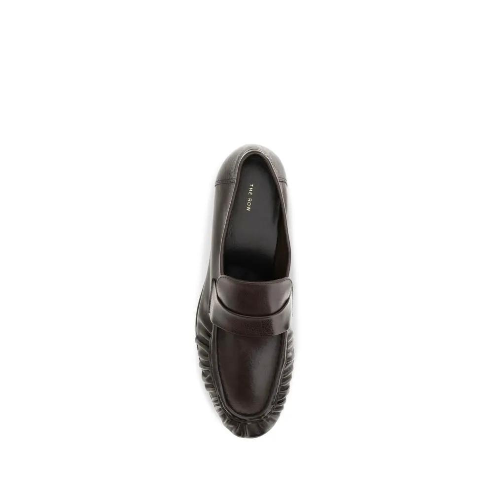 The Row The Row Brown Calf Leather Bos Taurus Slip-On Loafers