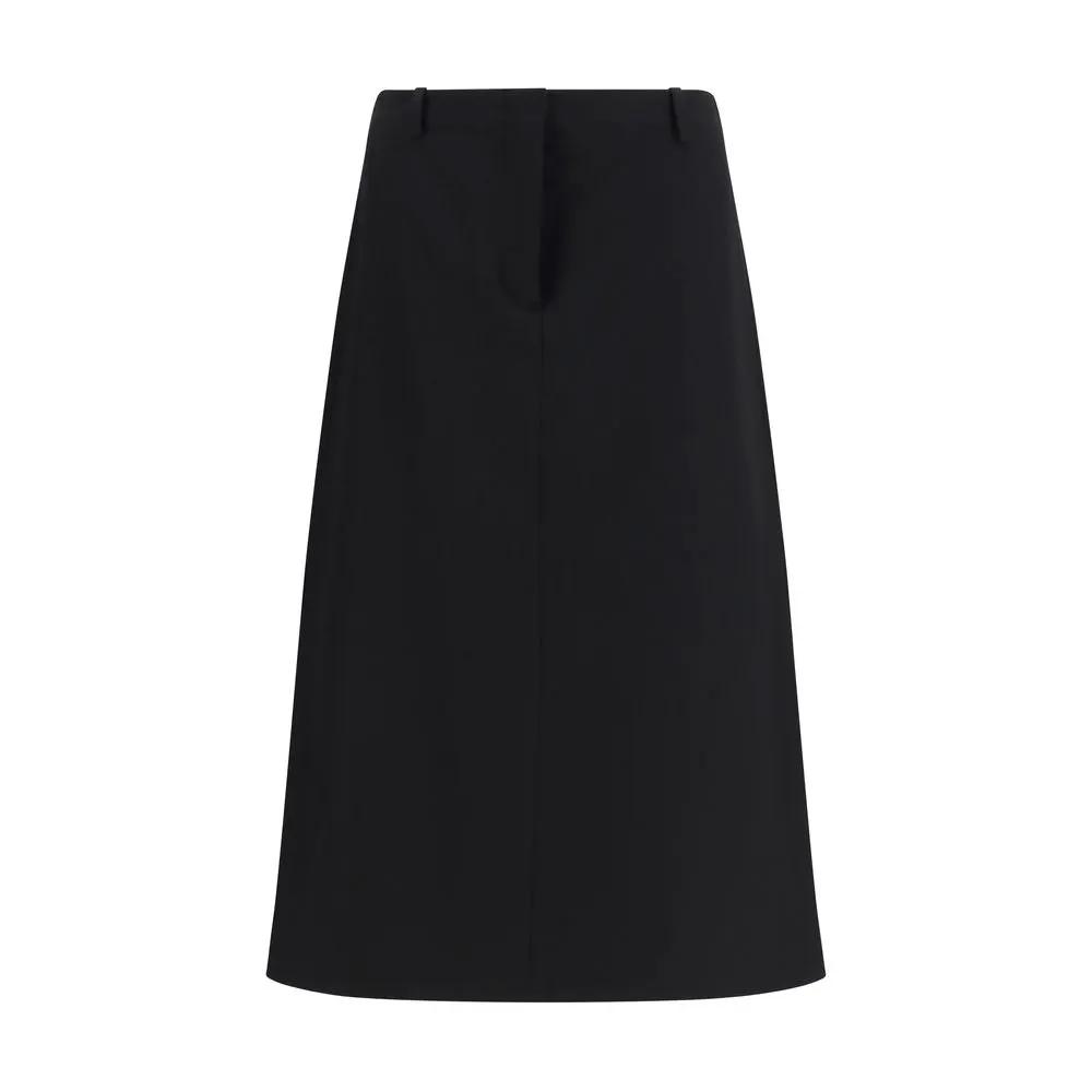 Fendi Fendi Black Wool Oves Aries Midi Skirt