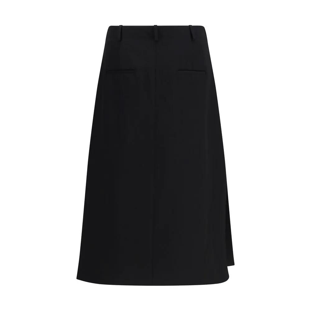 Fendi Fendi Black Wool Oves Aries Midi Skirt