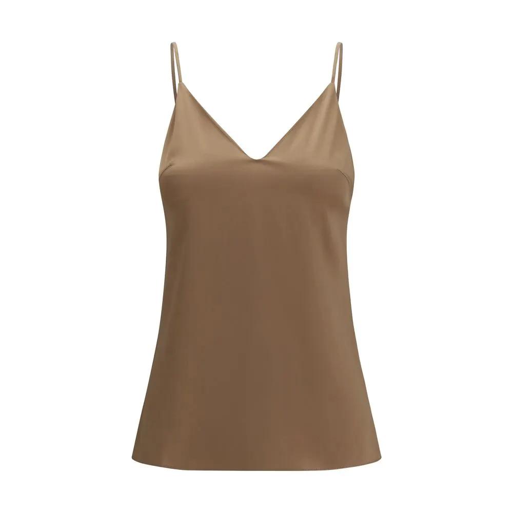Brunello Cucinelli Brunello Cucinelli Brown Silk Sleeveles T-Shirt