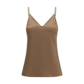 Brunello Cucinelli Brunello Cucinelli Brown Silk Sleeveles T-Shirt