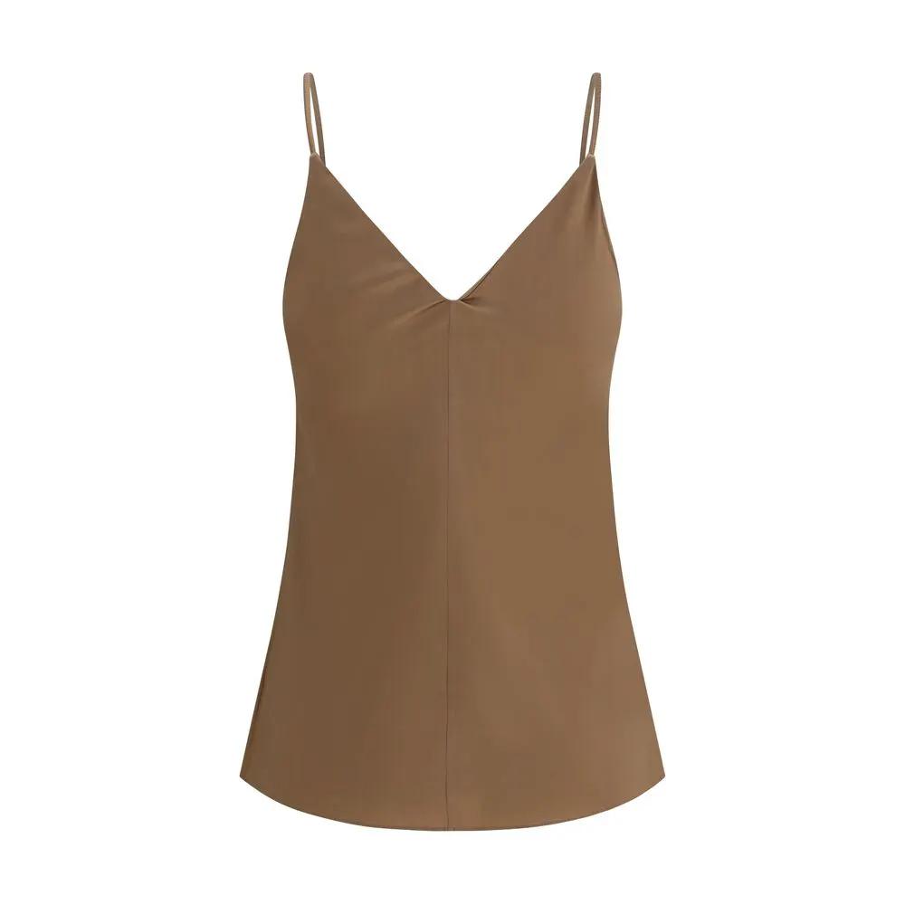 Brunello Cucinelli Brunello Cucinelli Brown Silk Sleeveles T-Shirt