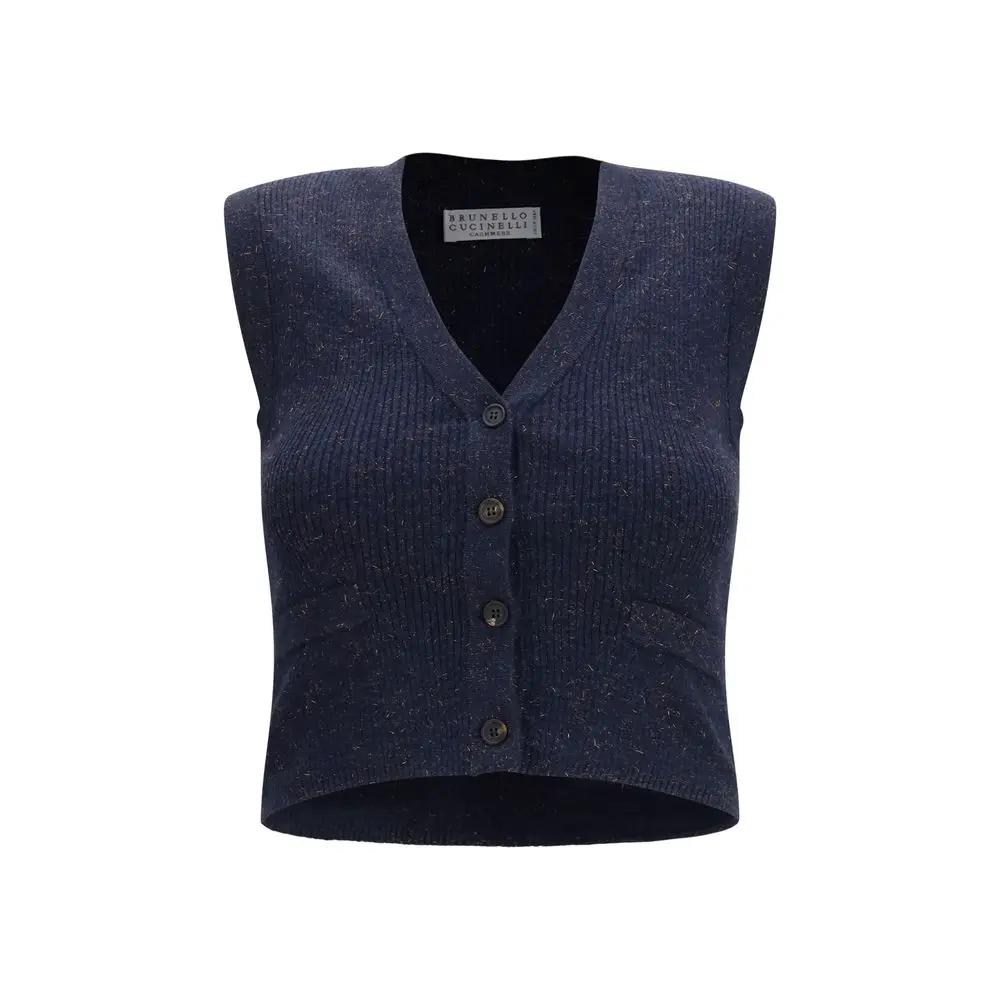 Brunello Cucinelli Brunello Cucinelli Blue Cashmere Sleeveles Sweater