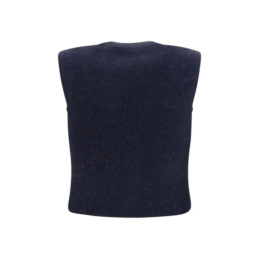Brunello Cucinelli Brunello Cucinelli Blue Cashmere Sleeveles Sweater