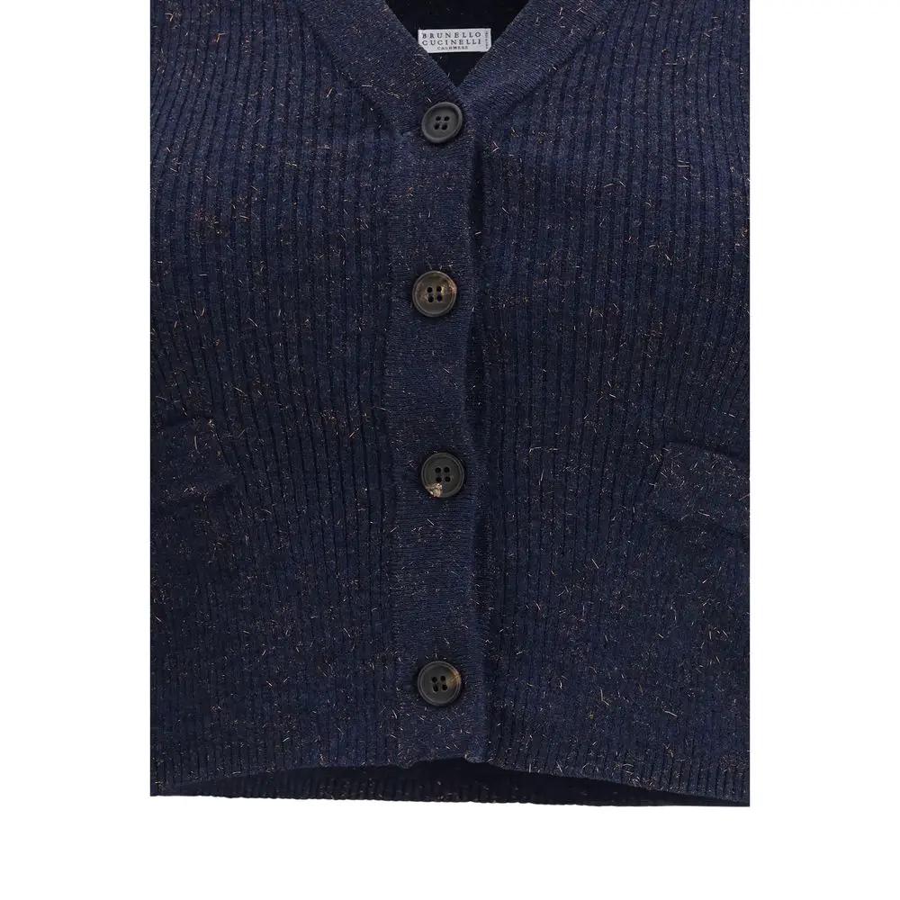 Brunello Cucinelli Brunello Cucinelli Blue Cashmere Sleeveles Sweater