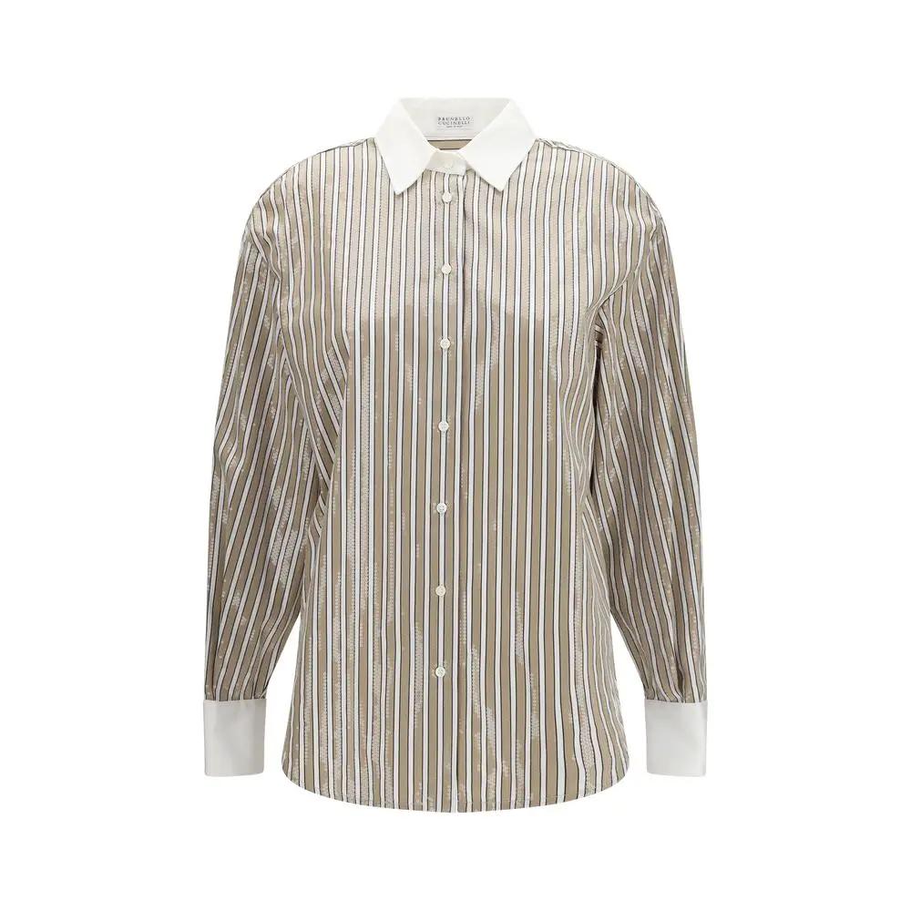 Brunello Cucinelli Brunello Cucinelli Beige Cotton Pattern Shirt