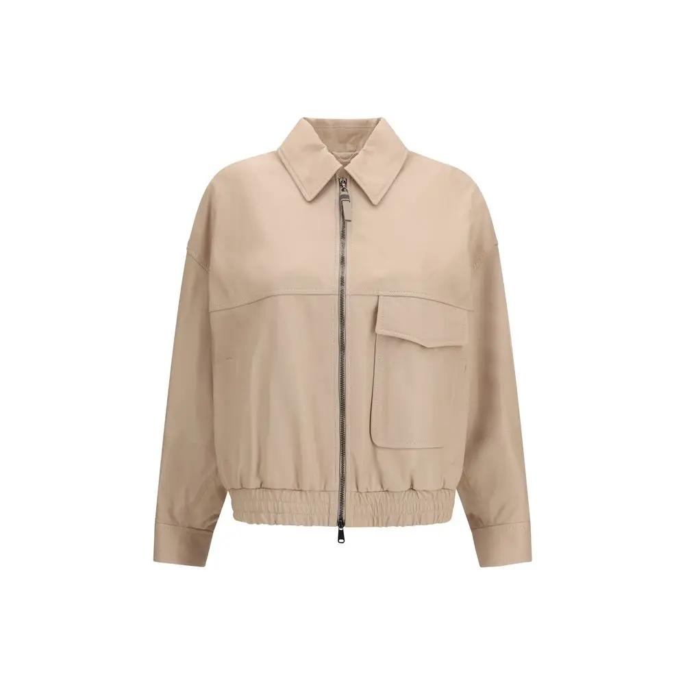 Brunello Cucinelli Brunello Cucinelli Beige Leather Leather Jacket