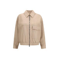 Brunello Cucinelli Brunello Cucinelli Beige Leather Leather Jacket