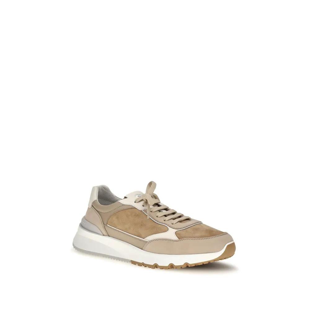 Brunello Cucinelli Brunello Cucinelli Beige Calf Leather Bos Taurus Low Top Sneakers
