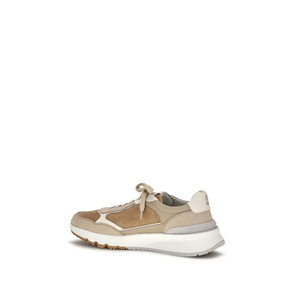 Brunello Cucinelli Brunello Cucinelli Beige Calf Leather Bos Taurus Low Top Sneakers