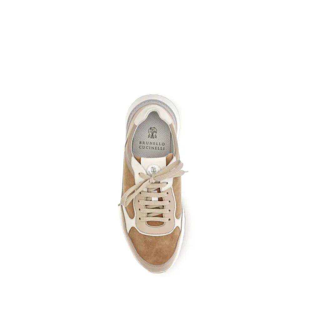 Brunello Cucinelli Brunello Cucinelli Beige Calf Leather Bos Taurus Low Top Sneakers