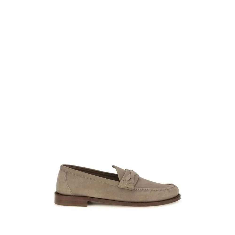 Brunello Cucinelli Brunello Cucinelli Beige Suede Leather Slip-On Loafers
