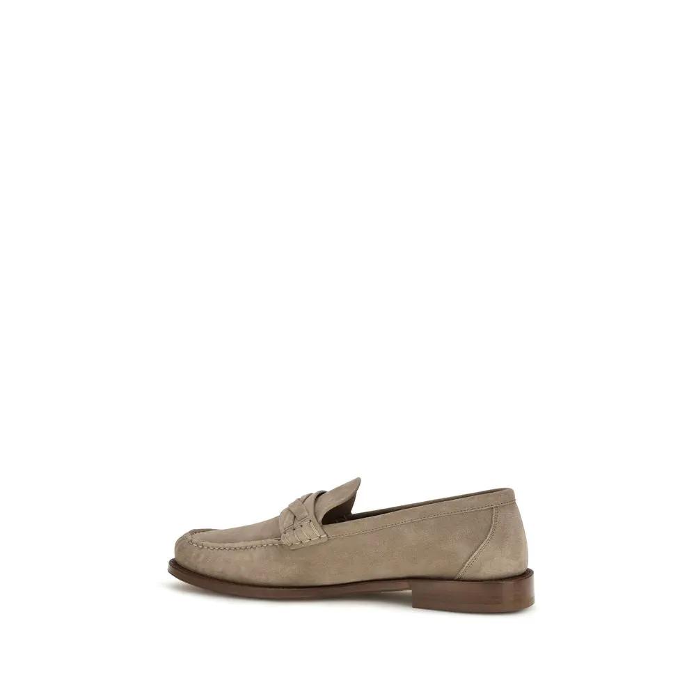 Brunello Cucinelli Brunello Cucinelli Beige Suede Leather Slip-On Loafers