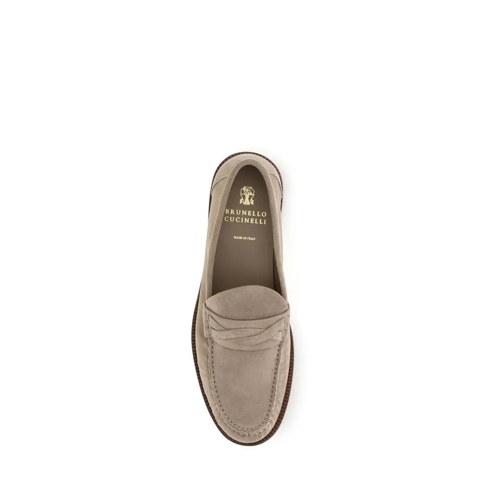 Brunello Cucinelli Brunello Cucinelli Beige Suede Leather Slip-On Loafers
