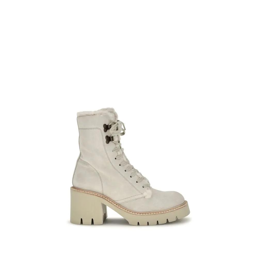 Pedro García Pedro García Beige Calf Leather Bos Taurus Lace-Up Boots