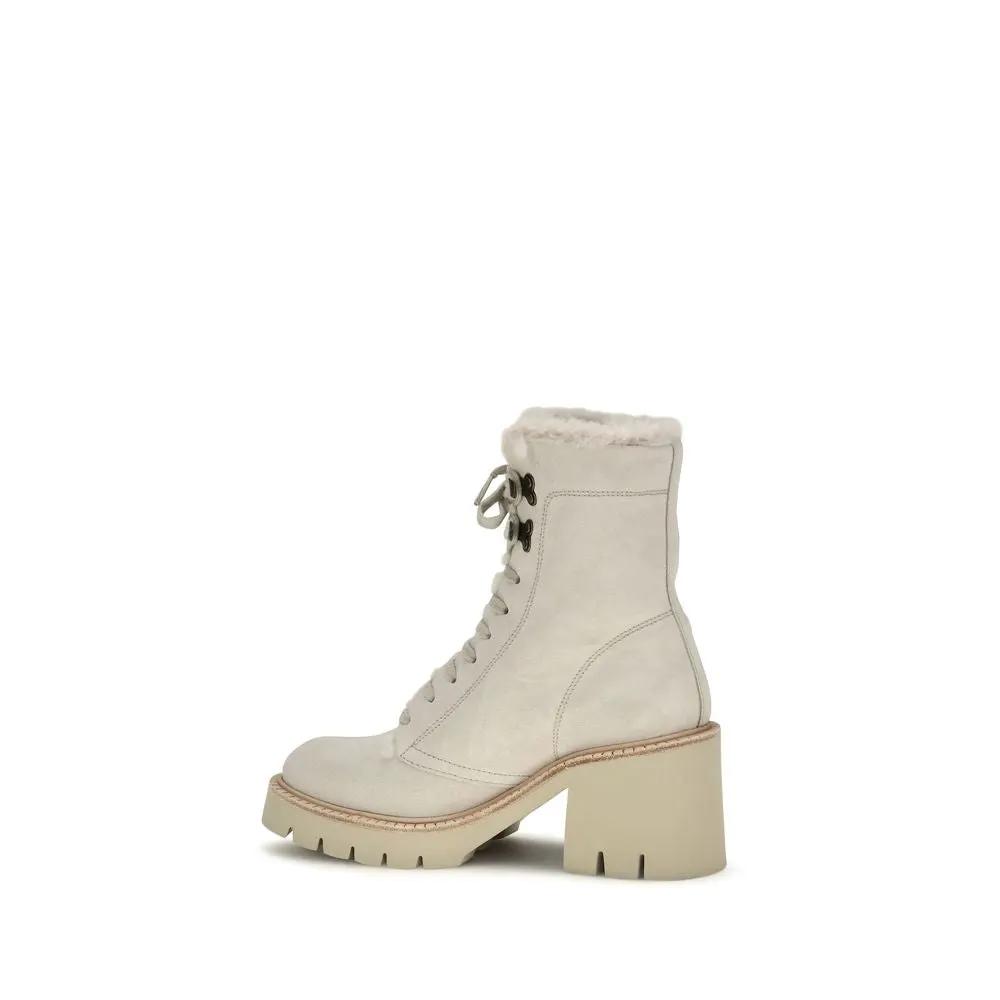 Pedro García Pedro García Beige Calf Leather Bos Taurus Lace-Up Boots