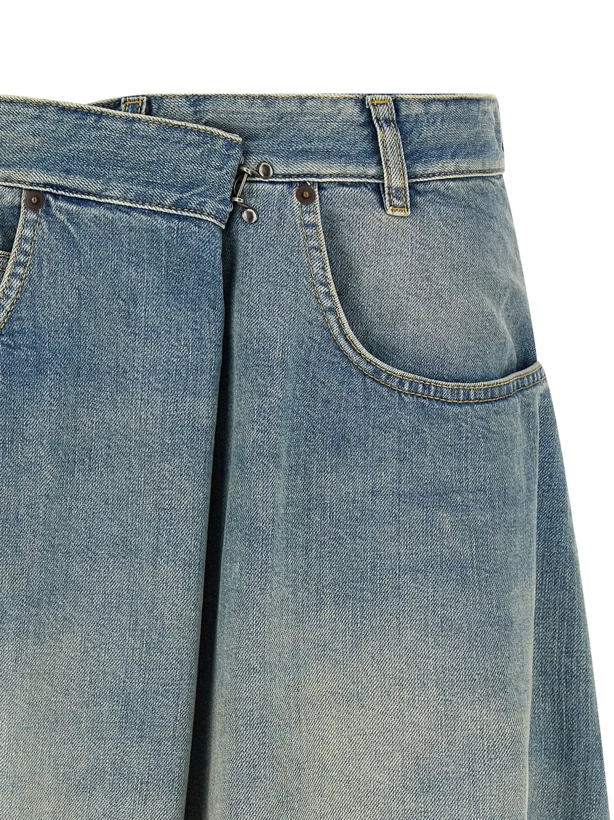 Maison Margiela Maison Margiela Blue Cotton Midi Skirt