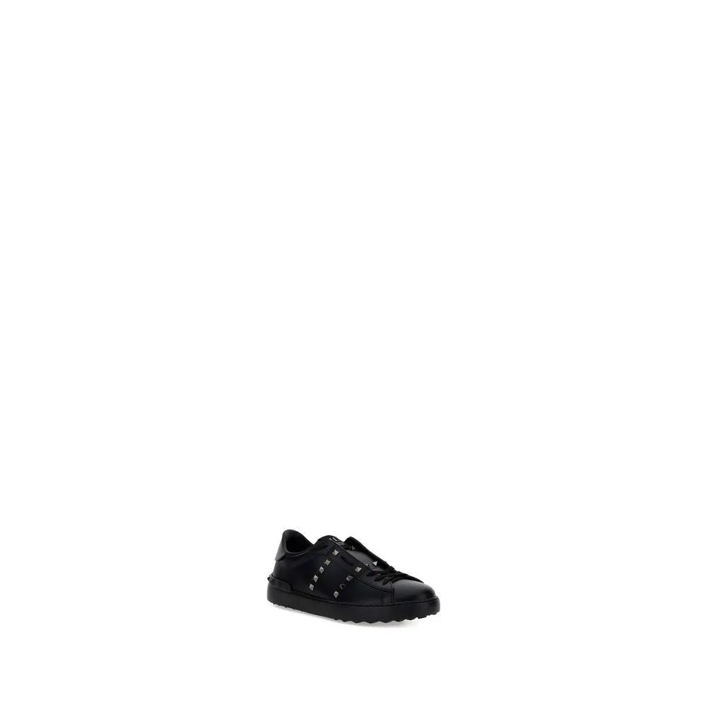 Valentino Garavani Valentino Garavani Black Calf Leather Bos Taurus Athletic Sneakers