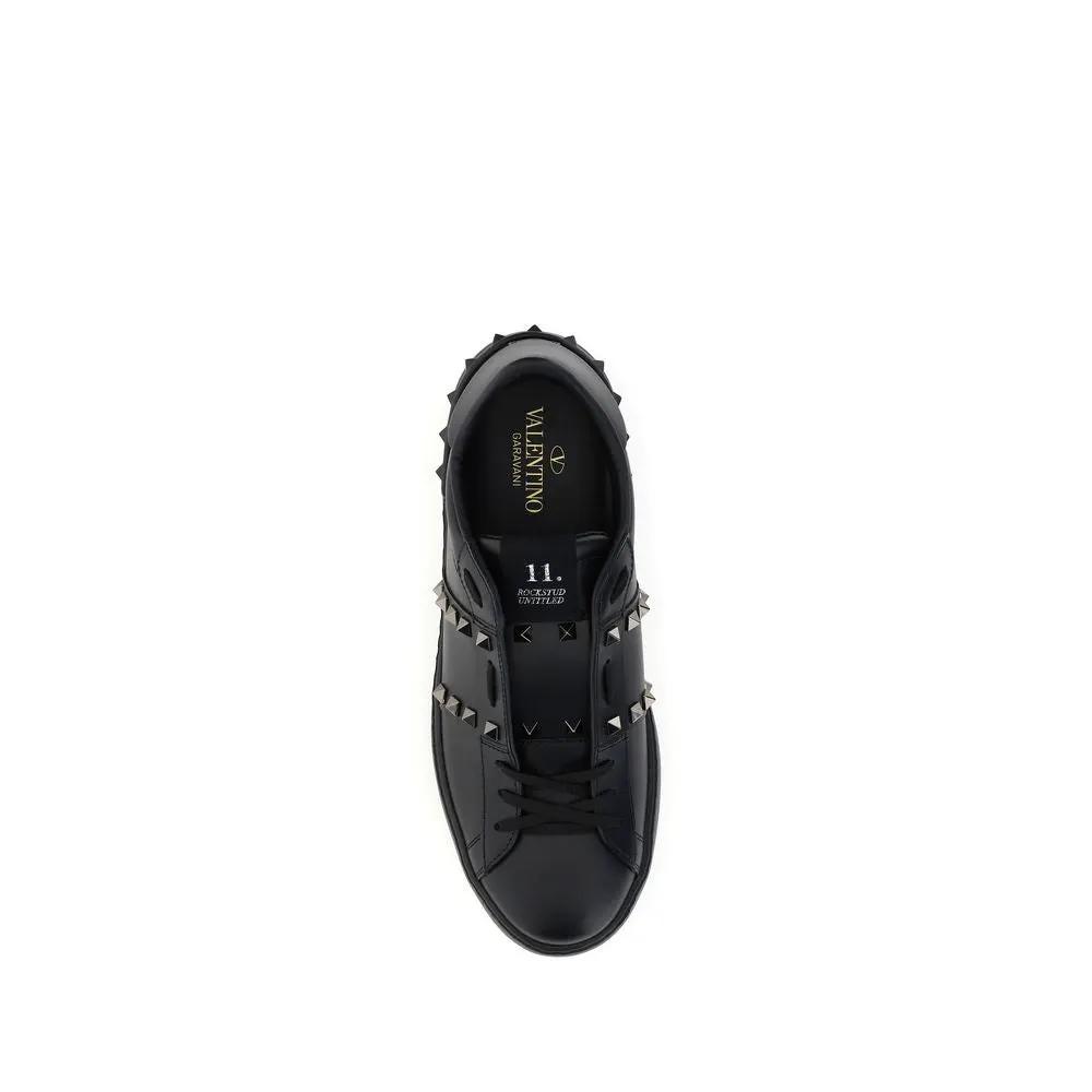 Valentino Garavani Valentino Garavani Black Calf Leather Bos Taurus Athletic Sneakers