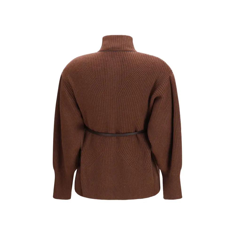 Brunello Cucinelli Brunello Cucinelli Brown Wool Oves Aries Cardigan