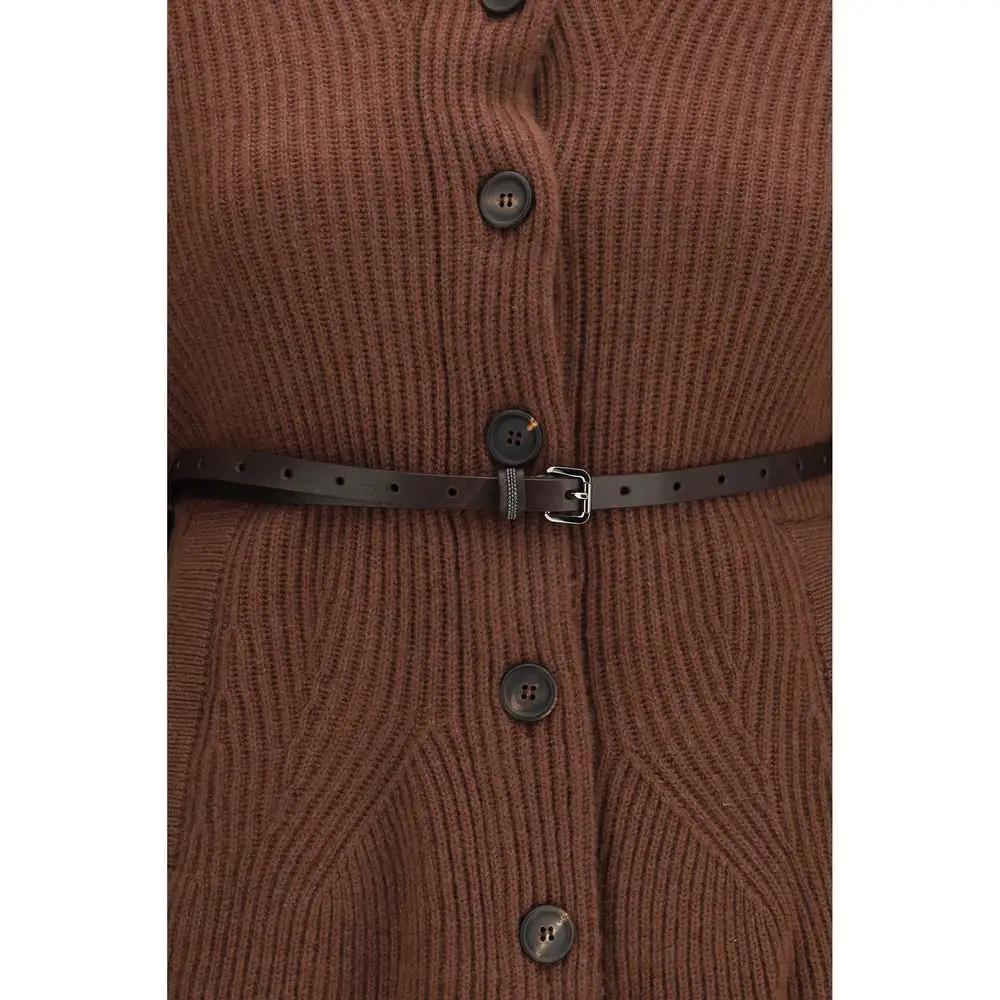 Brunello Cucinelli Brunello Cucinelli Brown Wool Oves Aries Cardigan