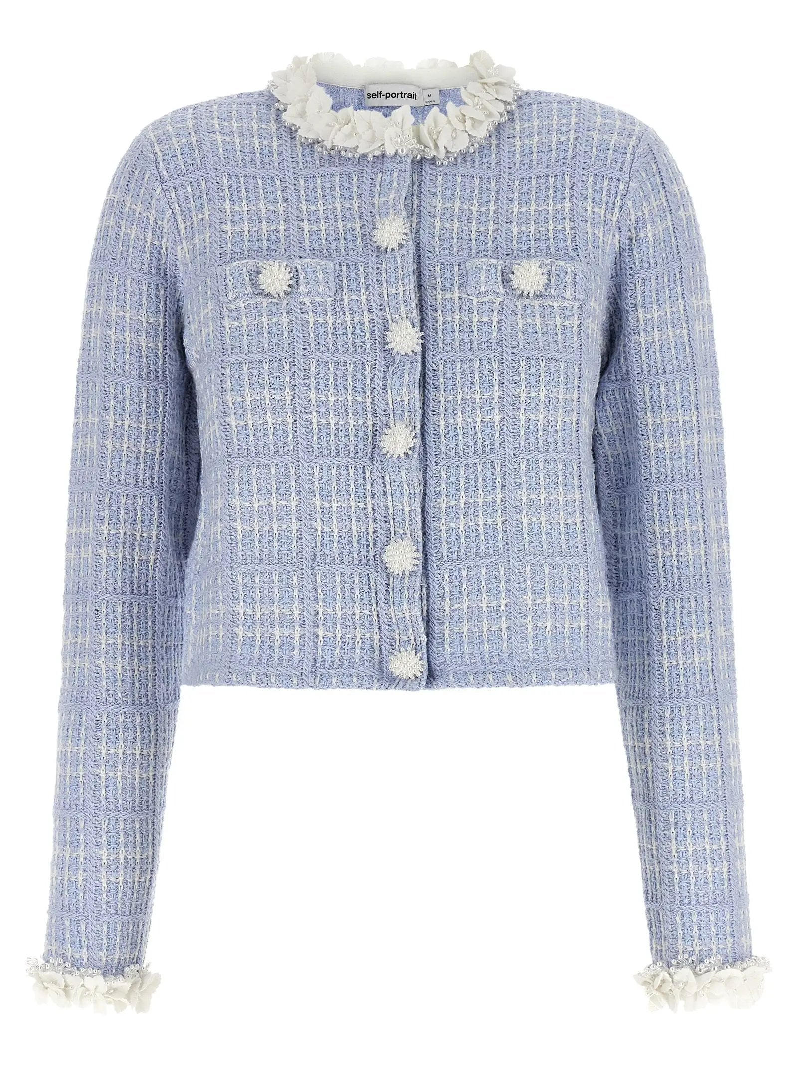 Self-Portrait Blue Cotton Full-Length Jacket
