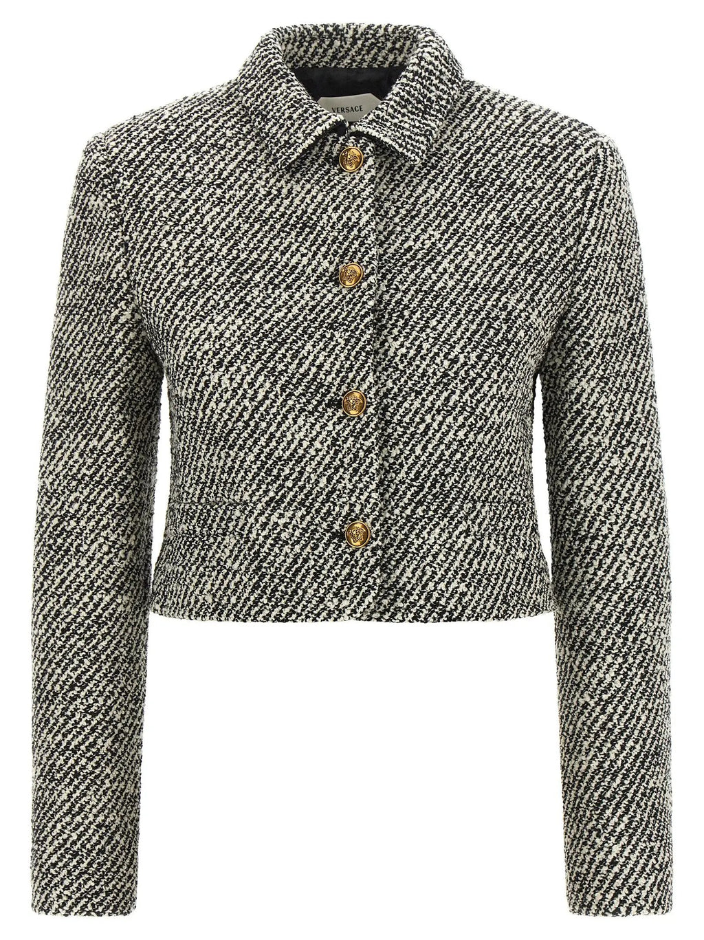 Versace Bicolor Virgin Wool Full-Length Jacket