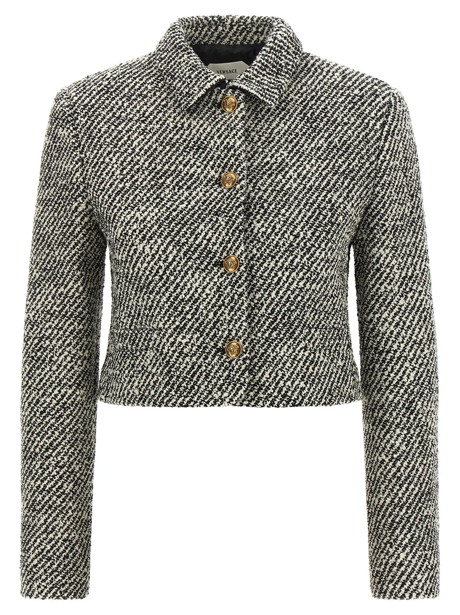 Versace Bicolor Virgin Wool Full-Length Jacket