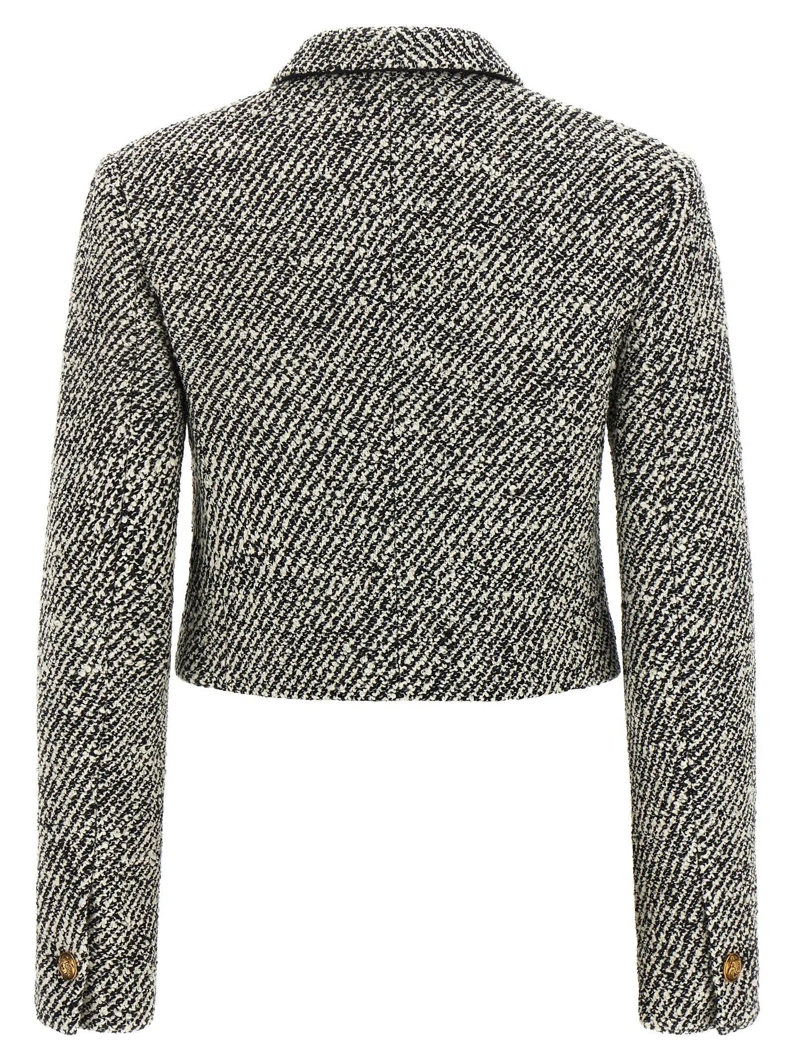 Versace Bicolor Virgin Wool Full-Length Jacket