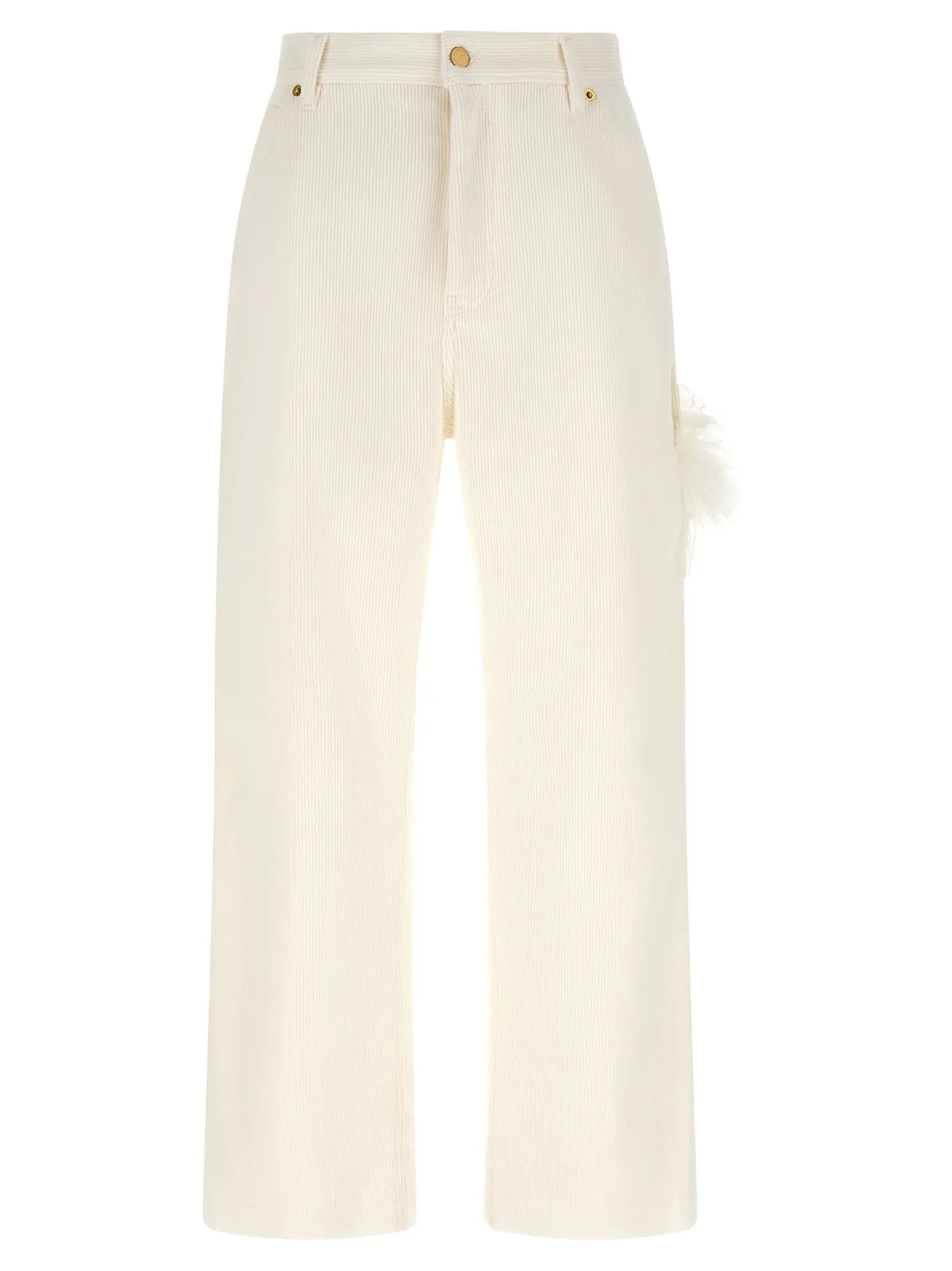 Darkpark White Cotton Casual Pants