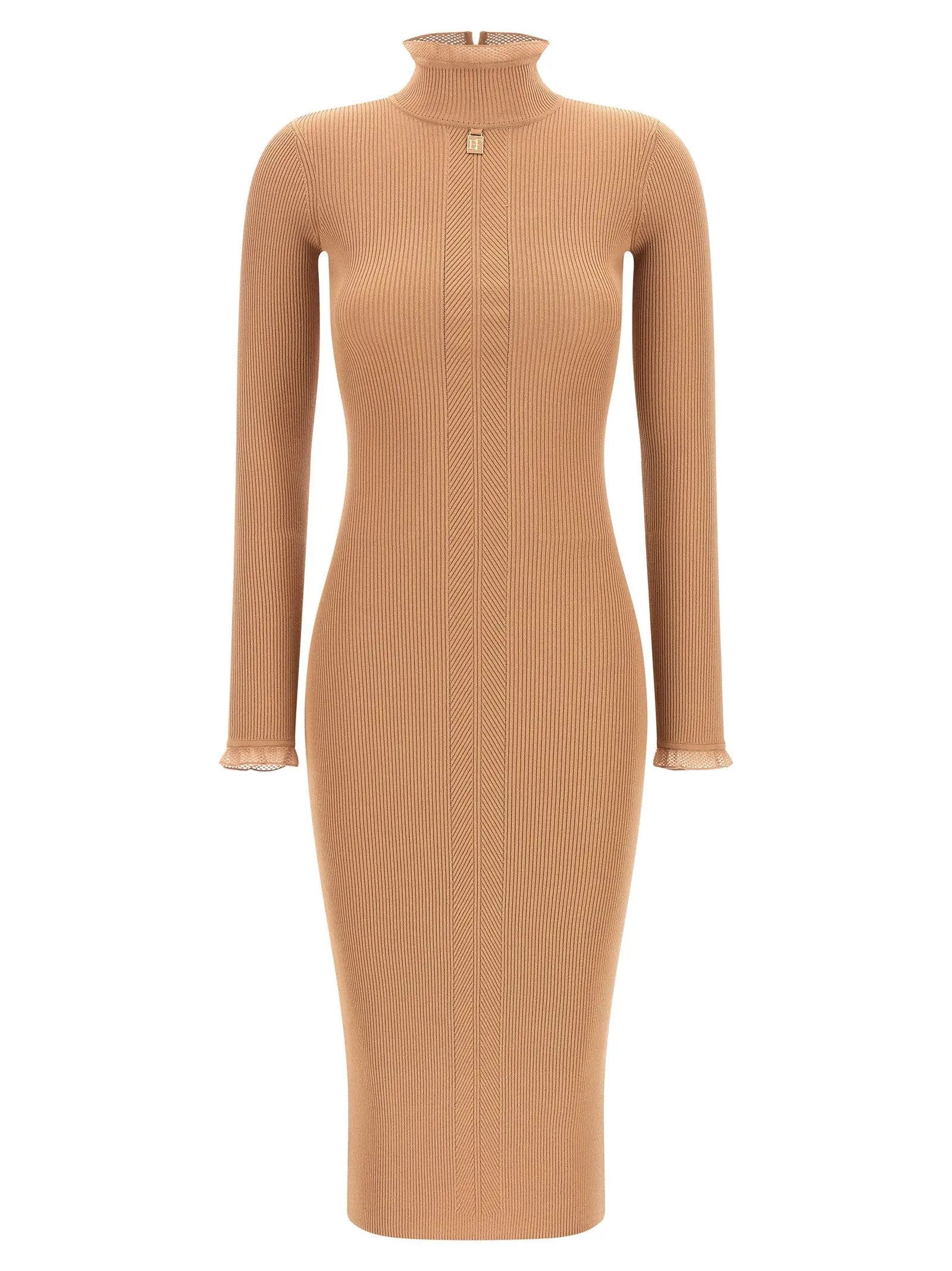 Robe mi-longue Elisabetta Franchi en viscose beige
