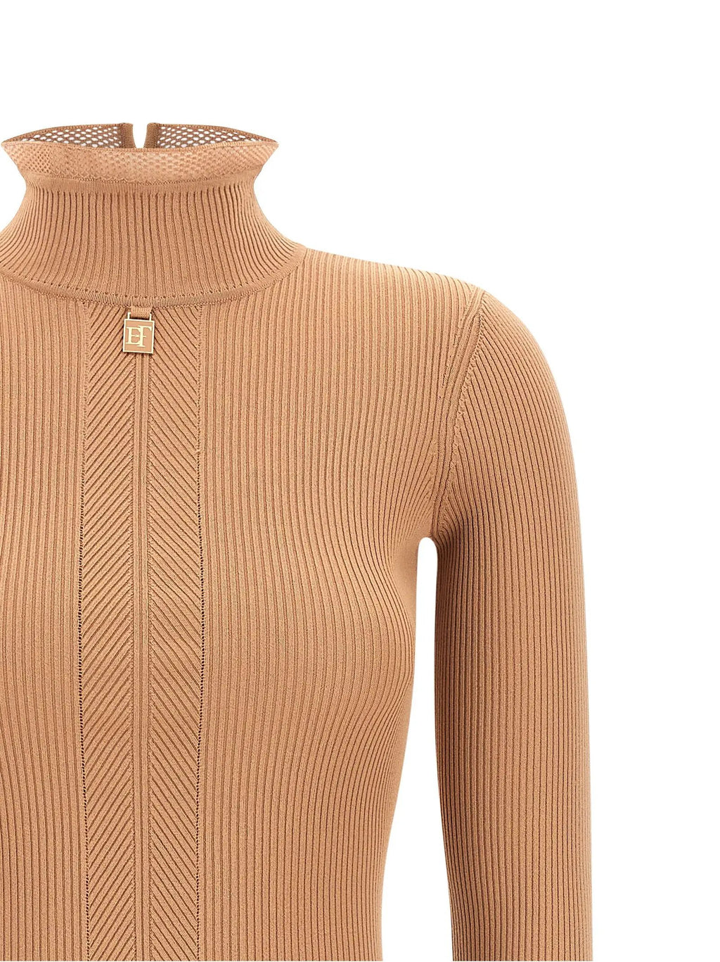 Robe mi-longue Elisabetta Franchi en viscose beige