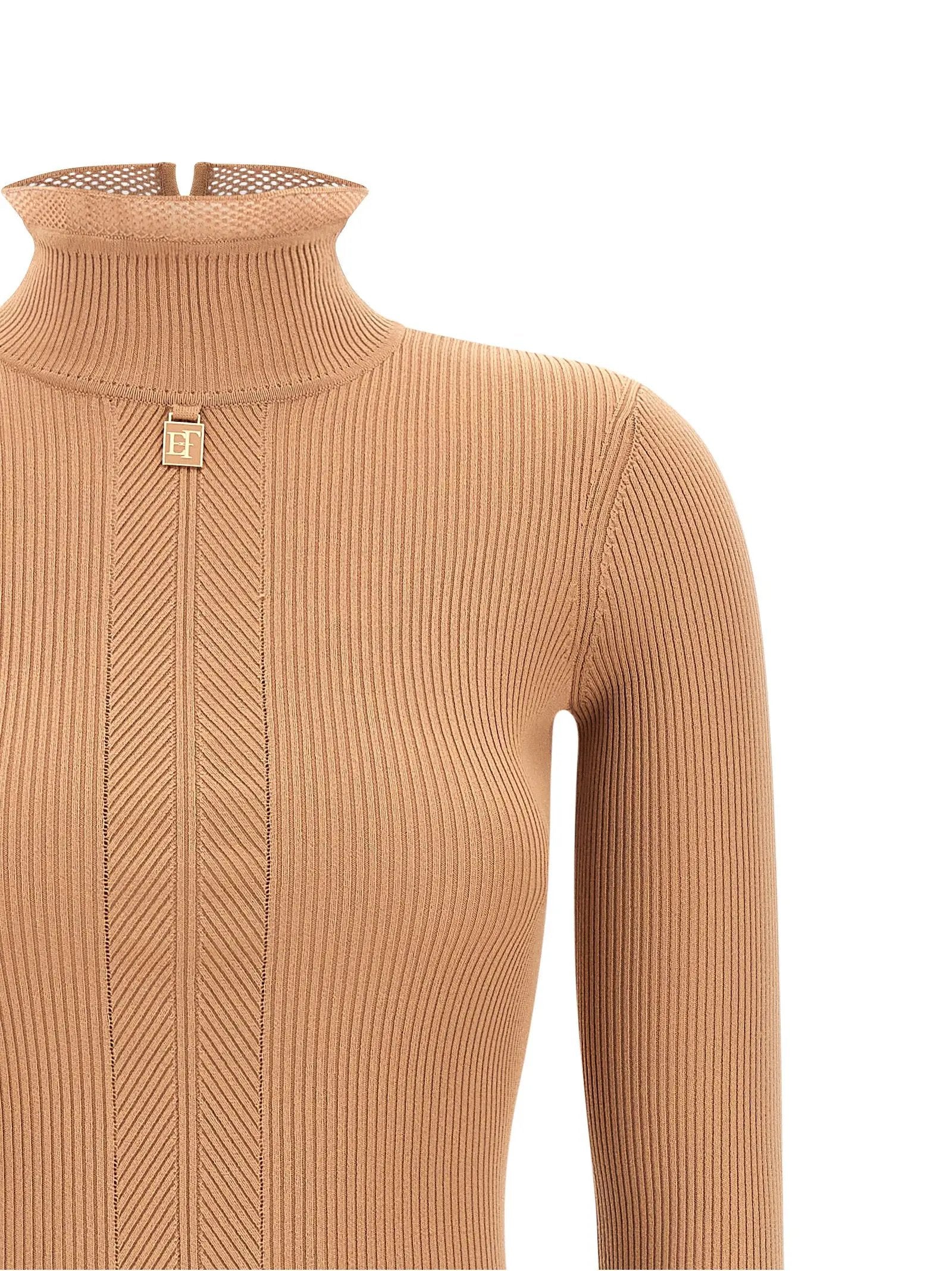 Robe mi-longue Elisabetta Franchi en viscose beige