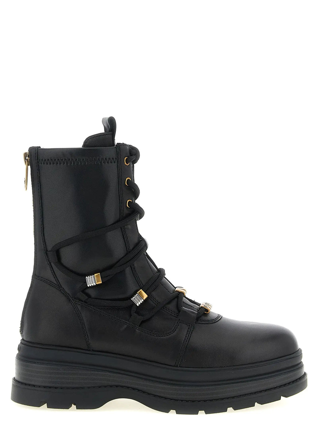 Bottes à lacets en cuir de vachette noir PINKO