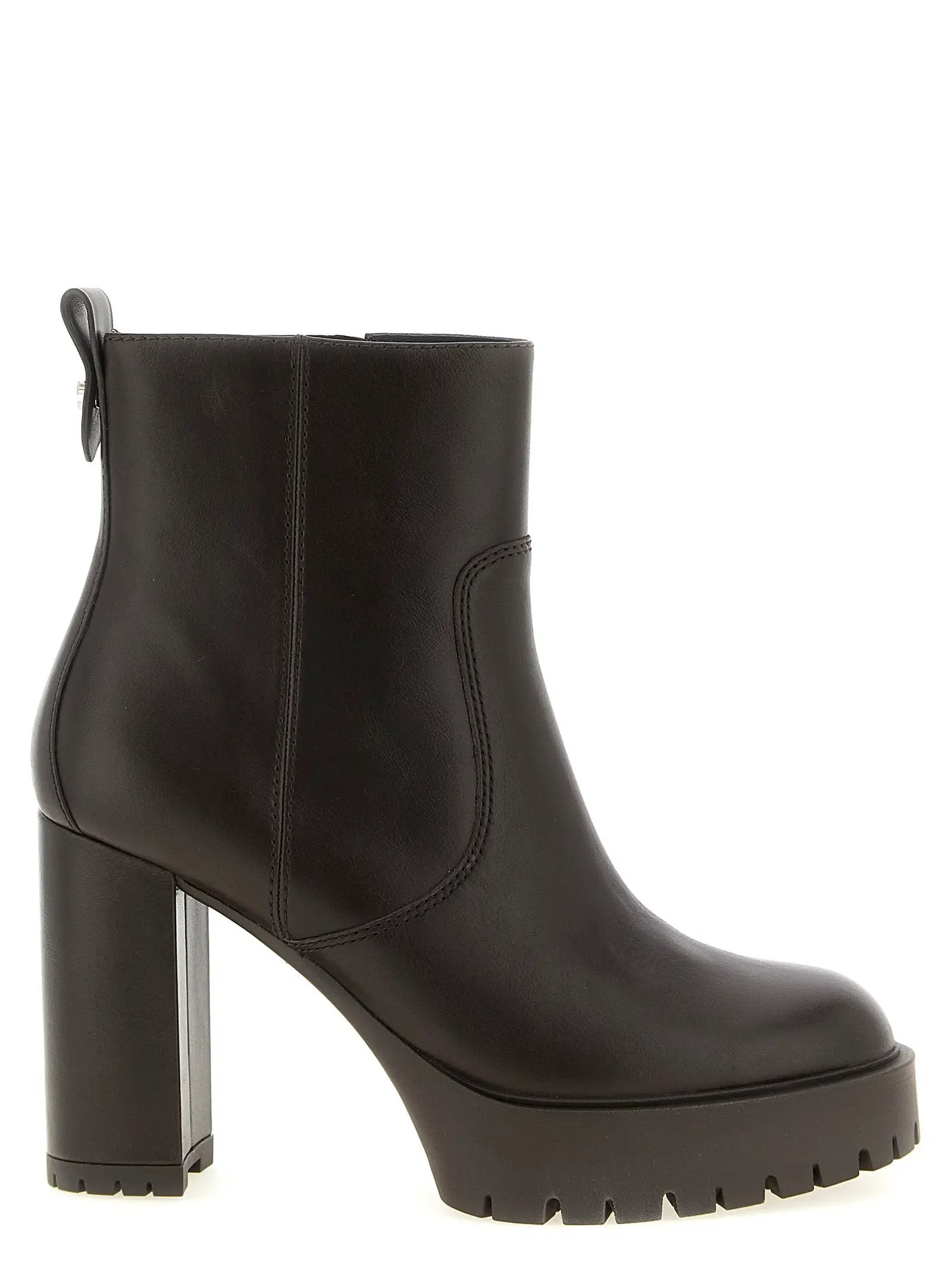PINKO Bottines en cuir de vachette marron